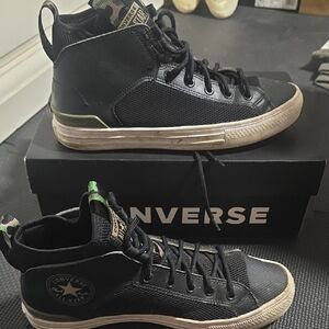 Converse All-Stars Black and Green High-Top Sneakers